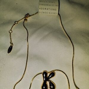 Anthropologie 14KP Gold Necklace with Bubble 'K' Pendant